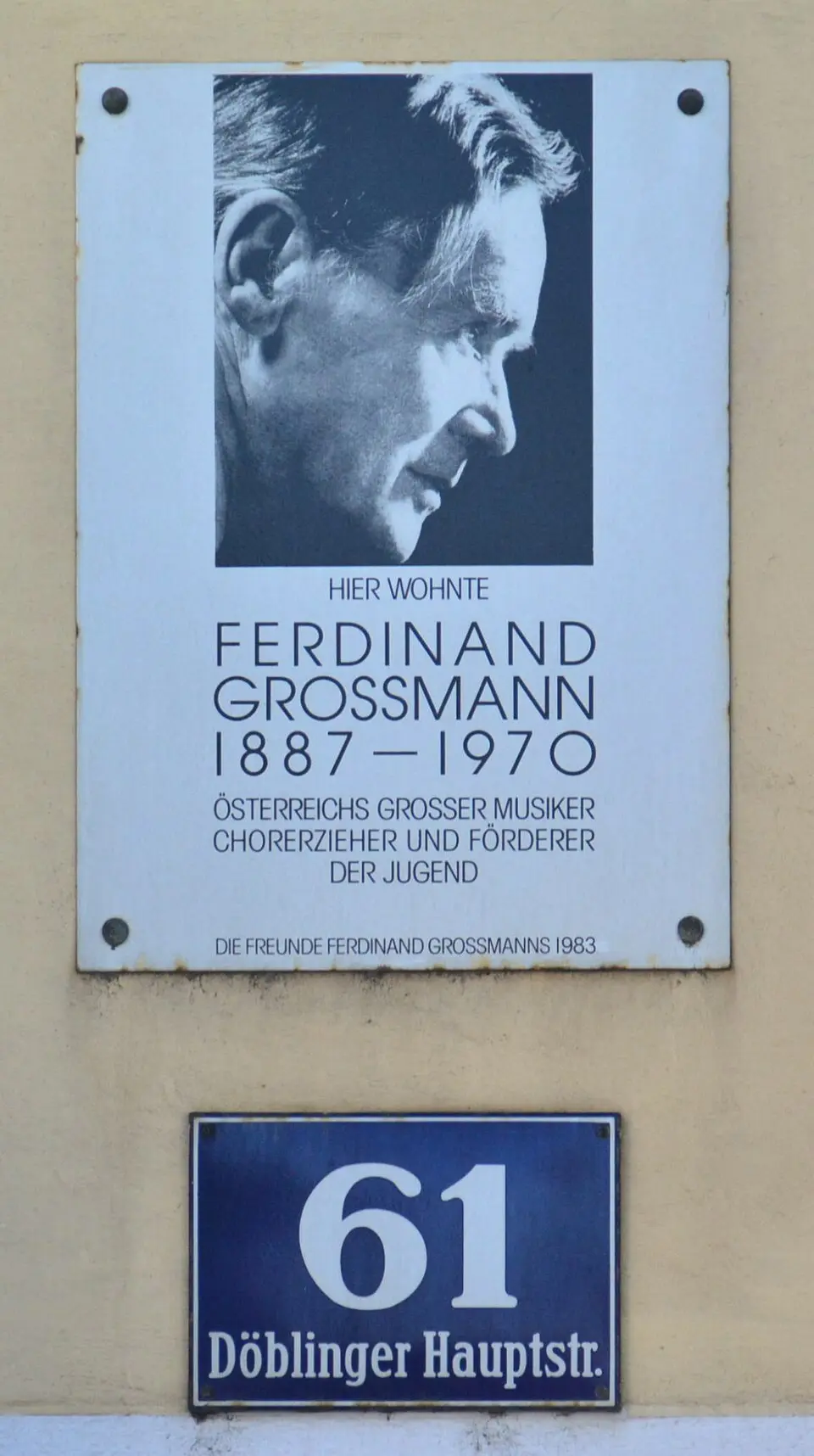 Gedenktafel für Ferdinand Grossmann (Wien, Döblinger Hauptstraße 61)