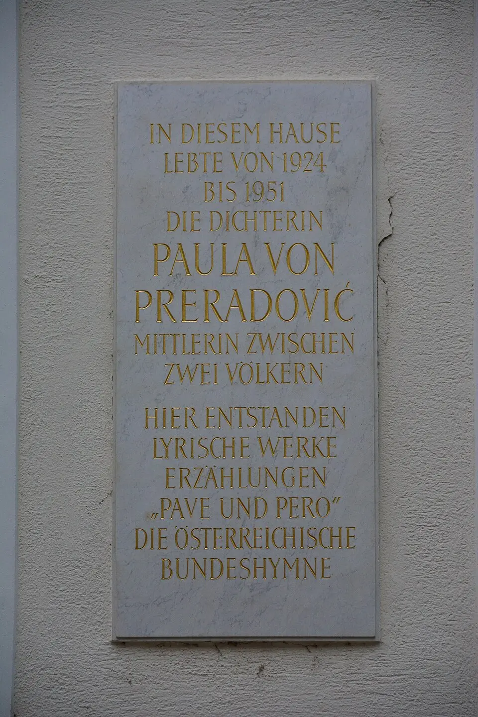 Gedenktafel für Paula Preradović (Wien, Osterleitengasse 7)