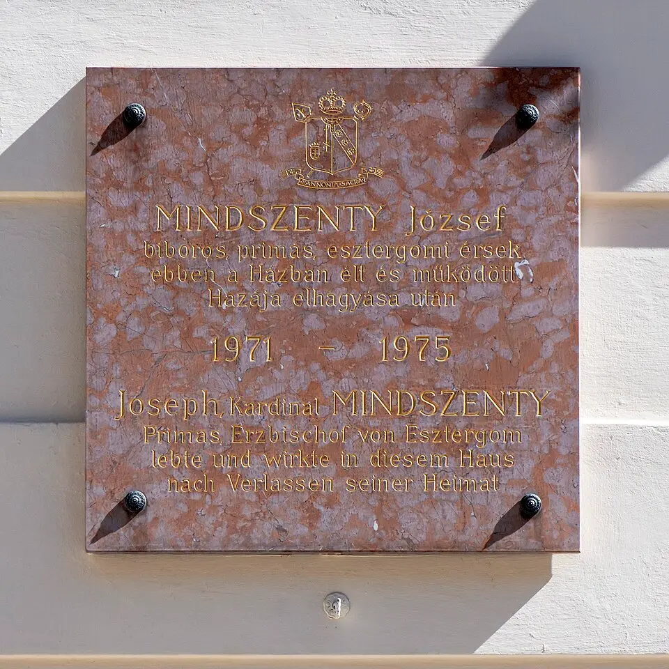Gedenktafel für József Mindszenty (Wien, Boltzmanngasse 14)