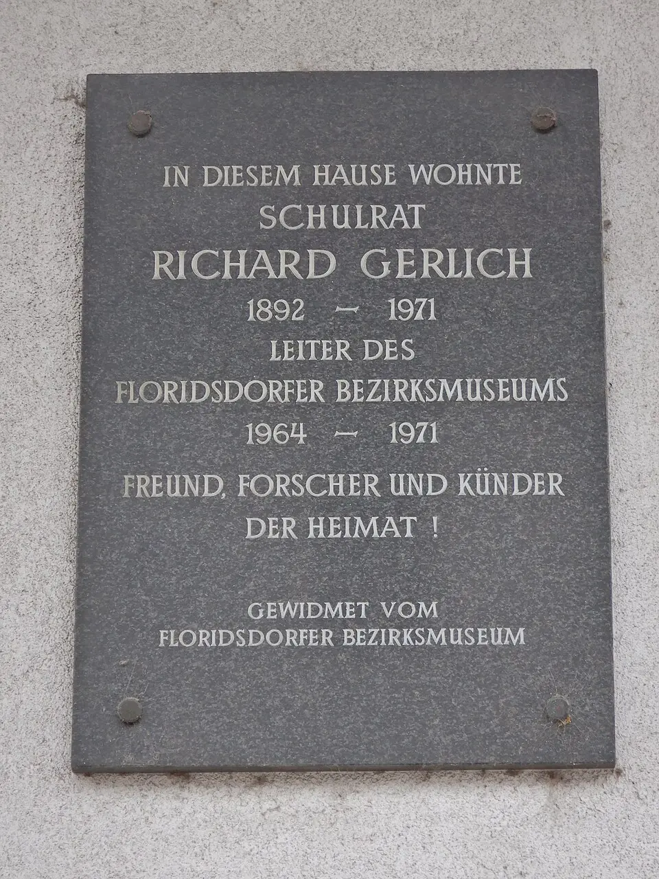 Gedenktafel für Richard Gerlich (Wien, Brünner Straße 2-4)