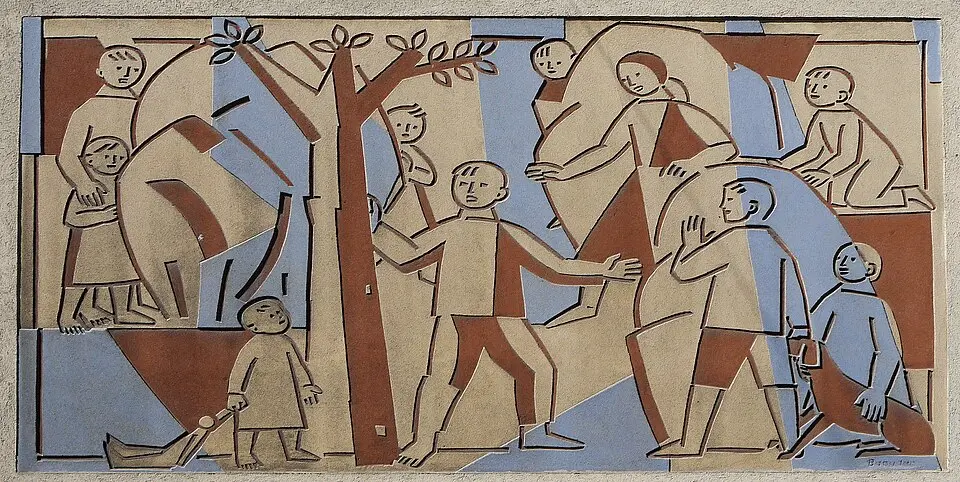 Sgraffito Spielende Kinder