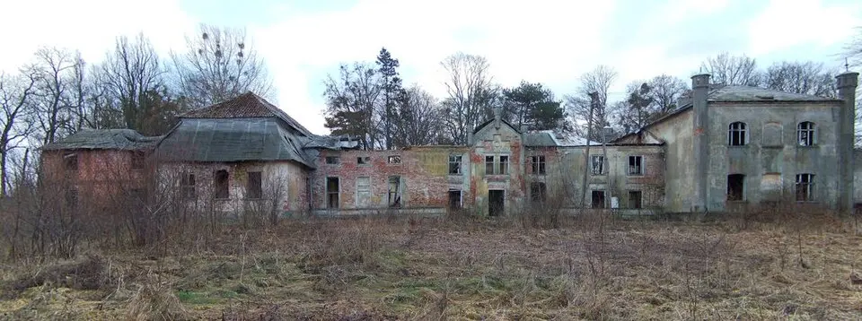 Pałac z otaczającym parkiem w Barzynie