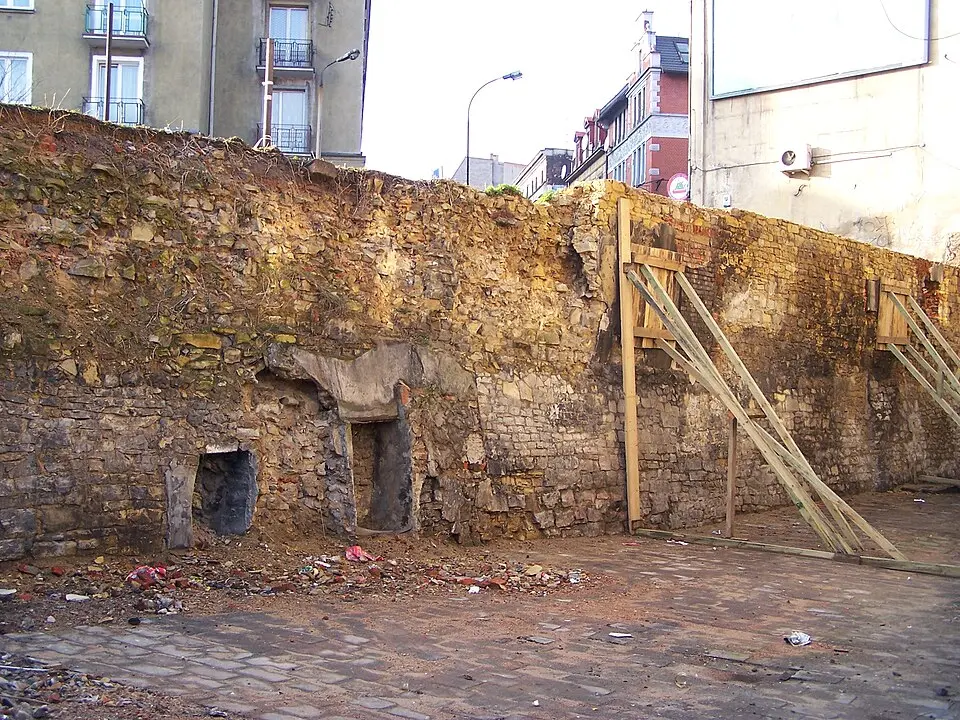 Fragment of the town walls of the old town in Bytom