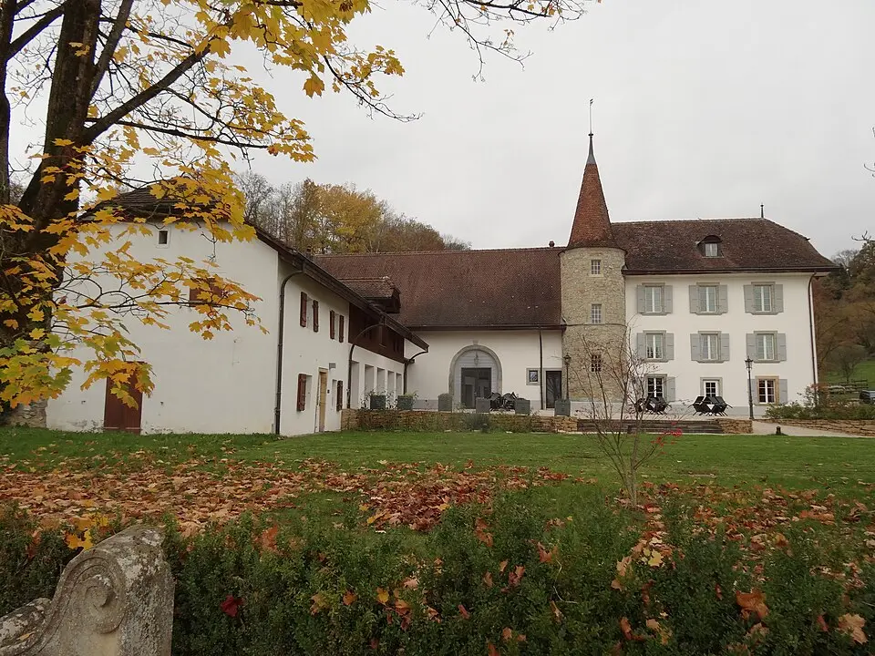Schloss Salavaux mit Portal und Brunnen