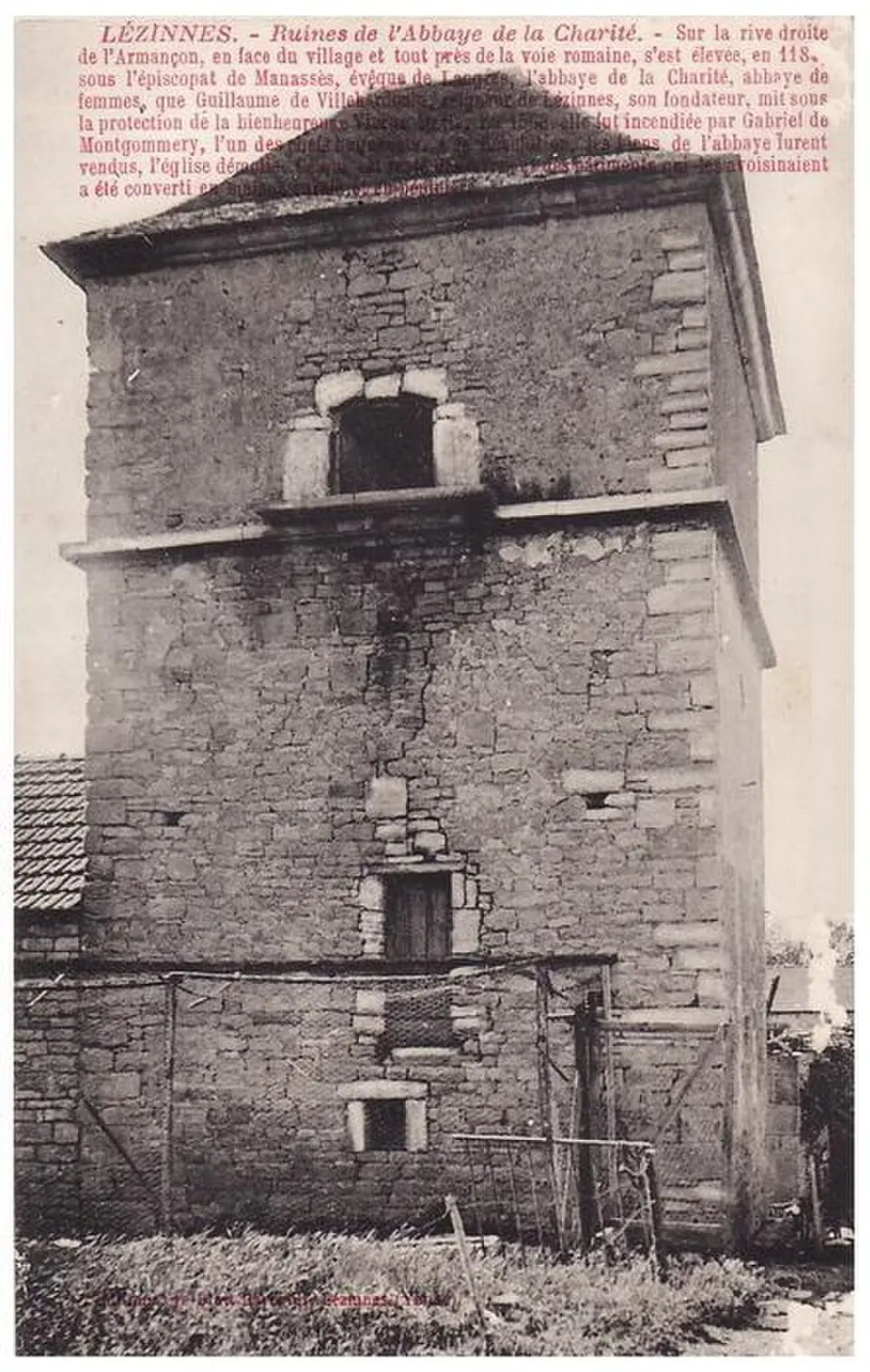 Image: Carte postale ancienne · Public domain Abbaye de la Charité-lès-Lézines