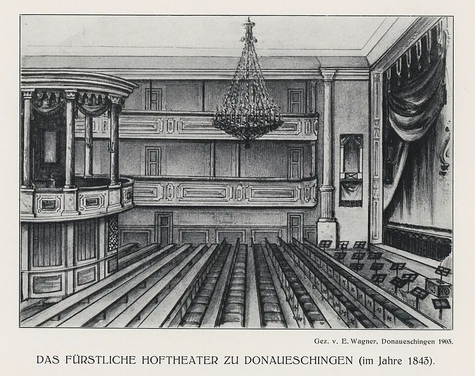 Bild: Foro einer Zeichung von E. Wagner · Public domain Hoftheater Donaueschingen
