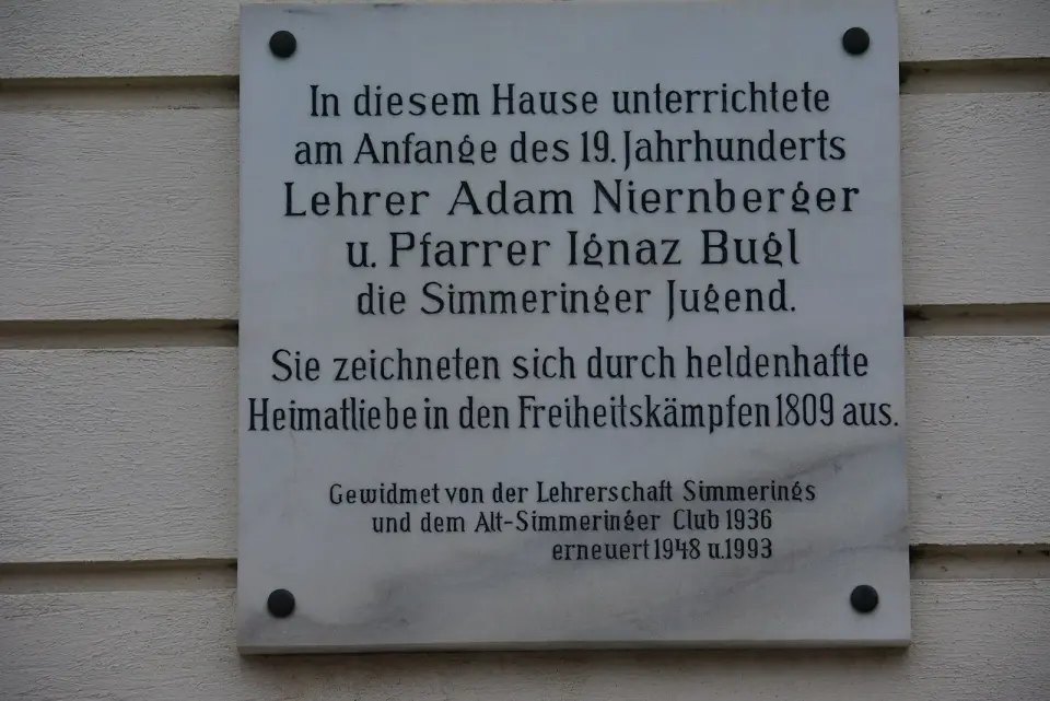Gedenktafel für Niernberger und Bugl (Wien, Kobelgasse 24)